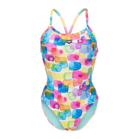 Arena Costume Intero Piscina Glass Light Drop Multi Bianco Donna