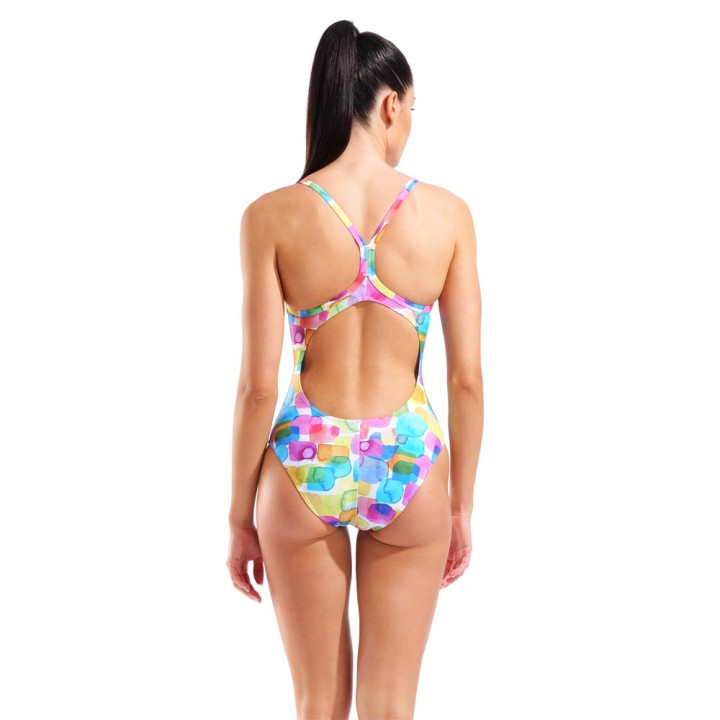 Arena Costume Intero Piscina Glass Light Drop Multi Bianco Donna