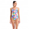 Arena Costume Intero Piscina Glass Light Drop Multi Bianco Donna