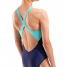 Arena Costume Intero Piscina Lit Logo Navy Water Bambina