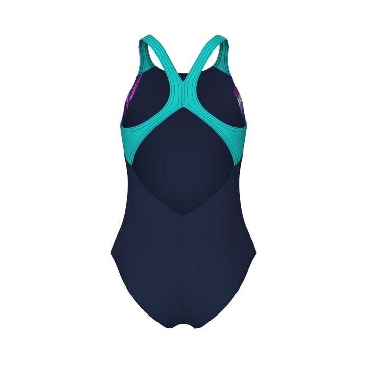 Arena Costume Intero Piscina Lit Logo Navy Water Bambina