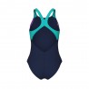 Arena Costume Intero Piscina Lit Logo Navy Water Bambina