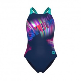 Arena Costume Intero Piscina Lit Logo Navy Water Bambina
