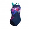 Arena Costume Intero Piscina Lit Logo Navy Water Bambina