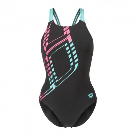 Arena Costume Intero Piscina Graphic Swim Pro Nero-Water Donna