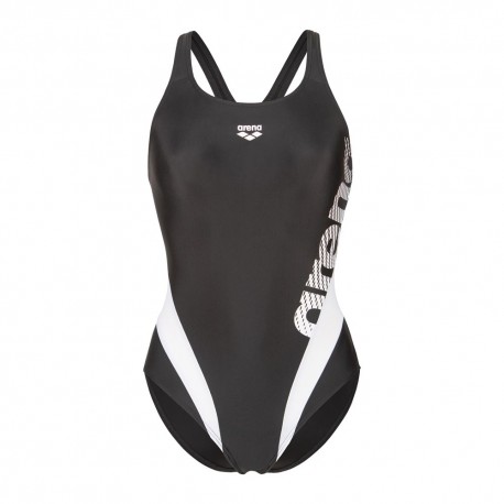Arena Costume Intero Piscina Stripeflow Nero Bianco Donna