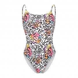 Arena Costume Intero Fantasia Graffiti Bianco Donna