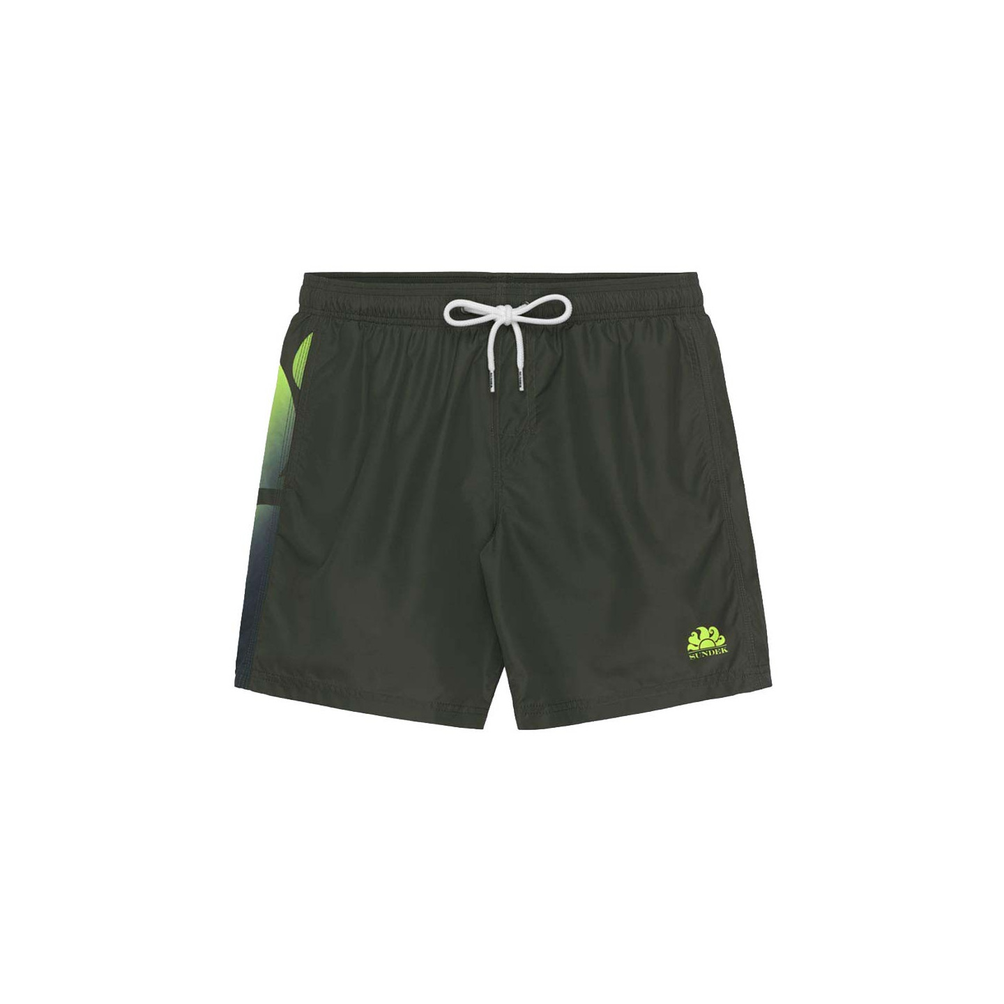 Sundek Uomo Verde Costume Da Bagno Lunghezza Media Con Stampa Logo Sfumato S - Immagine 2