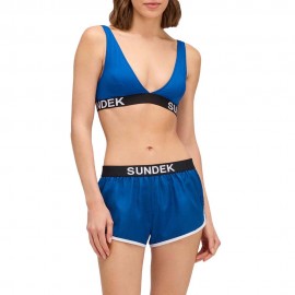 Sundek Pantaloncini Mare Logo Parlato Blu Donna
