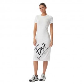 Ea7 Dress Big Logo Bianco Donna
