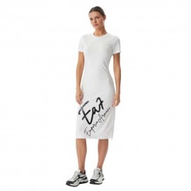 Ea7 Dress Big Logo Bianco Donna