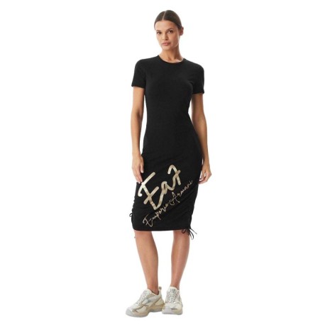 Ea7 Dress Big Logo Nero Donna