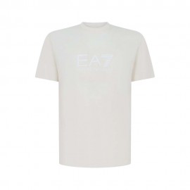 Ea7 T-Shirt Big Logo Tono Su Tono Bianco Uomo