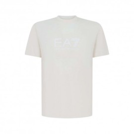Ea7 T-Shirt Big Logo Tono Su Tono Bianco Uomo
