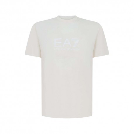 Ea7 T-Shirt Big Logo Tono Su Tono Bianco Uomo