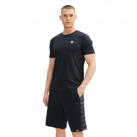 Ea7 T-Shirt Logo Premium Blu Uomo