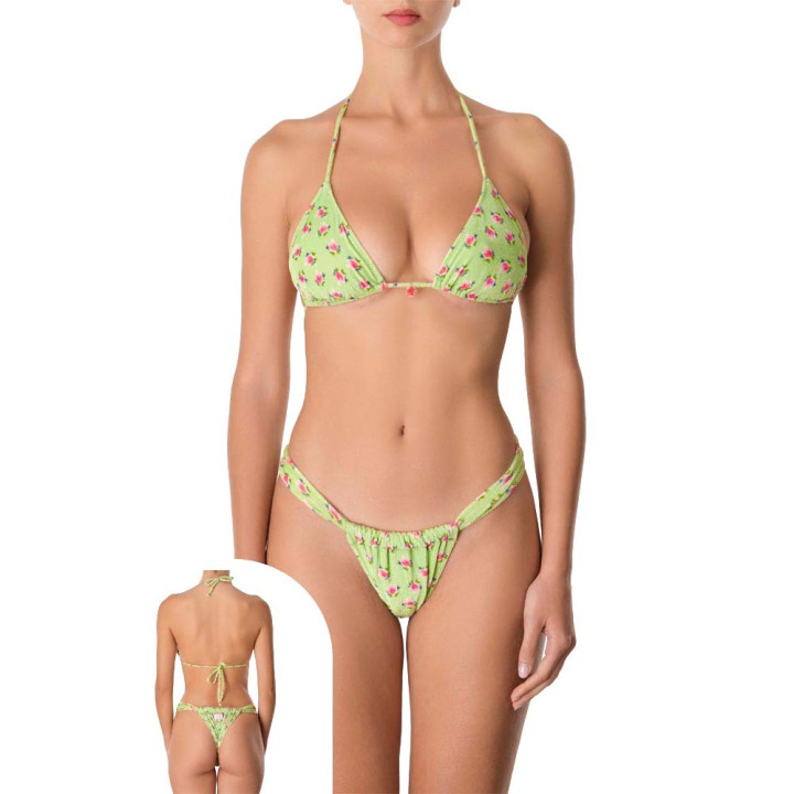 Effek Bikini Triangolo Brasiliano Fiori Verde Donna