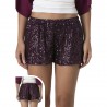 Effek Pantaloncini Mare Paillette Bordeaux Donna