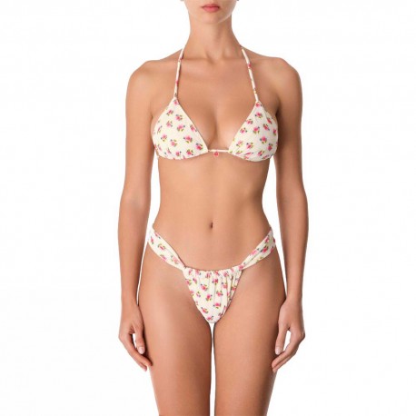Effek Bikini Triangolo Brasiliano Fiori Bianco Donna