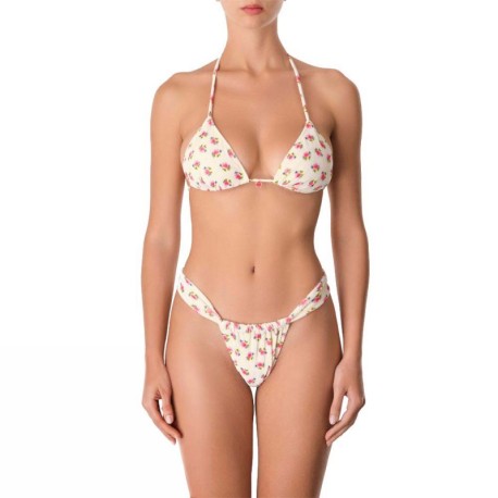 Effek Bikini Triangolo Brasiliano Fiori Bianco Donna