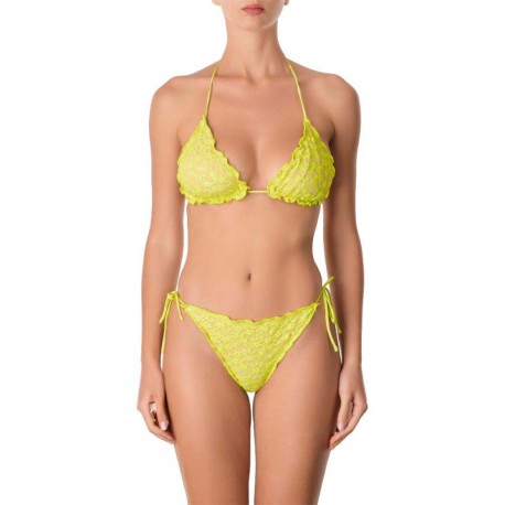 Effek Bikini Triangolo Laccio Ricamo Giallo Donna
