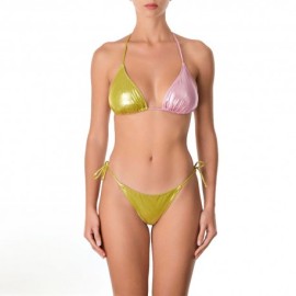 Effek Bikini Tirangolo Laccio Verde Metal Donna