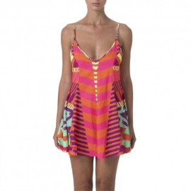 Effek Abito Da Spiaggia Corto Fantasia Bandiera Multi Donna