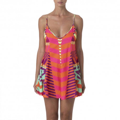 Effek Abito Da Spiaggia Corto Fantasia Bandiera Multi Donna