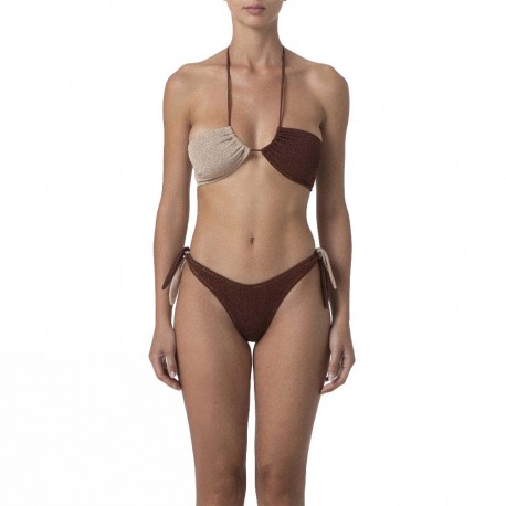Effek Bikini Fascia Lurex Bicolor Beige Donna