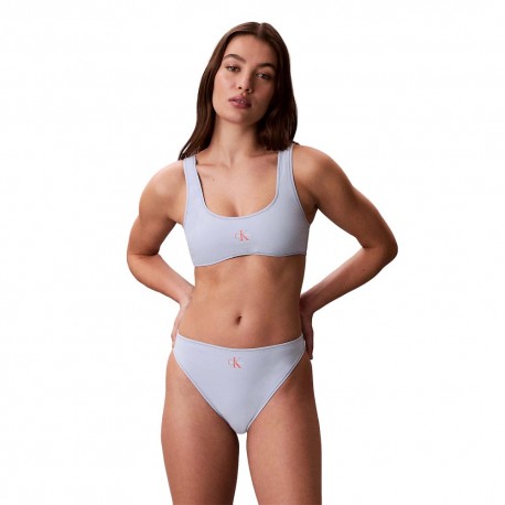 Calvin Klein Costume Slip High Leg Azzurro Donna