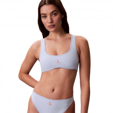 Calvin Klein Bralette Logo Azzurro Donna
