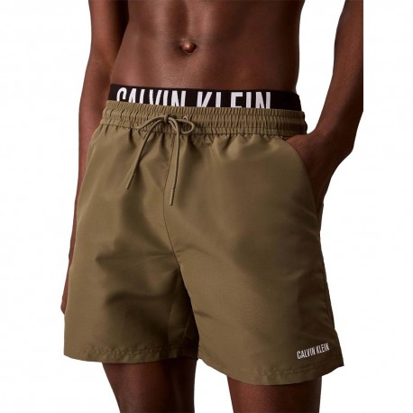 Calvin Klein Costume Boxer Vita Logo Verde Uomo