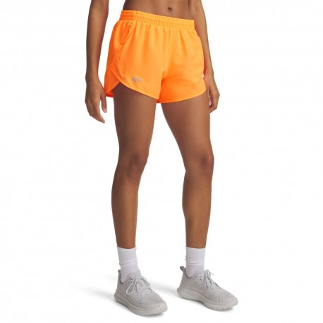 Under Armour Pantaloncini Running Fly By 3" Electric Tangerine Reflection Donna