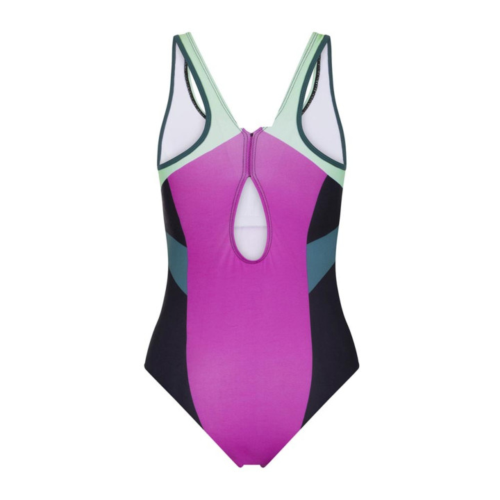 Hot Stuff Costume Intero Piscina Color Block Casual Back Rosa Donna