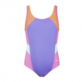 Hot Stuff Costume Intero Piscina Colour Block Casual Back Purple Bambina
