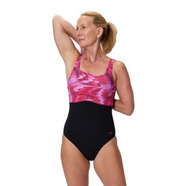 Speedo Costume Intero Piscina Supportato Print Contour Eclipse Antracite Ruby Donna