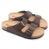 Sandalo comfort in pelle ingrassata colore testa di moro con design ergonomico