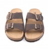Sandalo comfort in pelle ingrassata colore testa di moro con design ergonomico