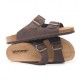 Sandalo comfort in pelle ingrassata colore testa di moro con design ergonomico
