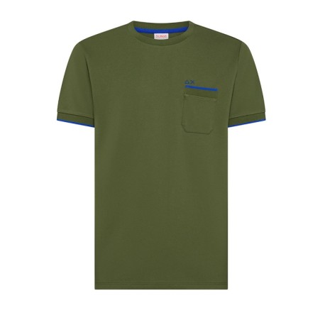 Sun 68 T-Shirt Piquet Smallstripe Verde Uomo