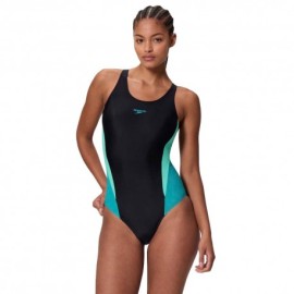Speedo Costume Intero Piscina Colorblock Splice Antracite Blu Donna
