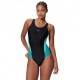 Speedo Costume Intero Piscina Colorblock Splice Antracite Blu Donna