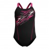 Speedo Costume Intero Piscina Medley Logo Antracite Rosa Bambina