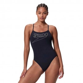 Speedo Costume Intero Piscina Endurance Logo Thinstrap Antracite Donna