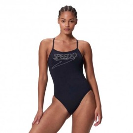 Speedo Costume Intero Piscina Endurance Logo Thinstrap Antracite Donna