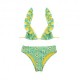 Island Coco Bikini Triangolo Con Rouches E Costume Slip Chiuso Azzurro Bambina