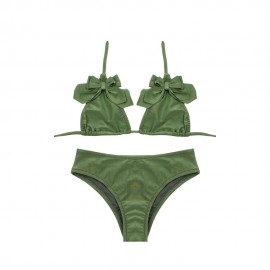 Island Coco Bikini Triangolo Ribattuto Verde Bambina