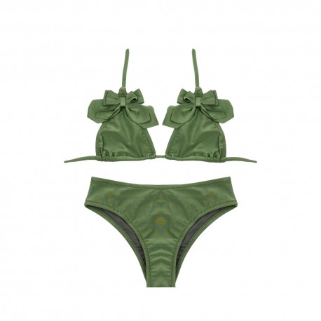 Island Coco Bikini Triangolo Ribattuto Verde Bambina