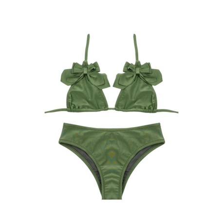 Island Coco Bikini Triangolo Ribattuto Verde Bambina