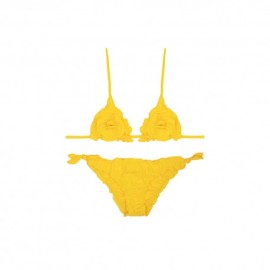 Island Coco Bikini Triangolo Con Frou E Costume Slip Fiocchi Giallo  Bambina
